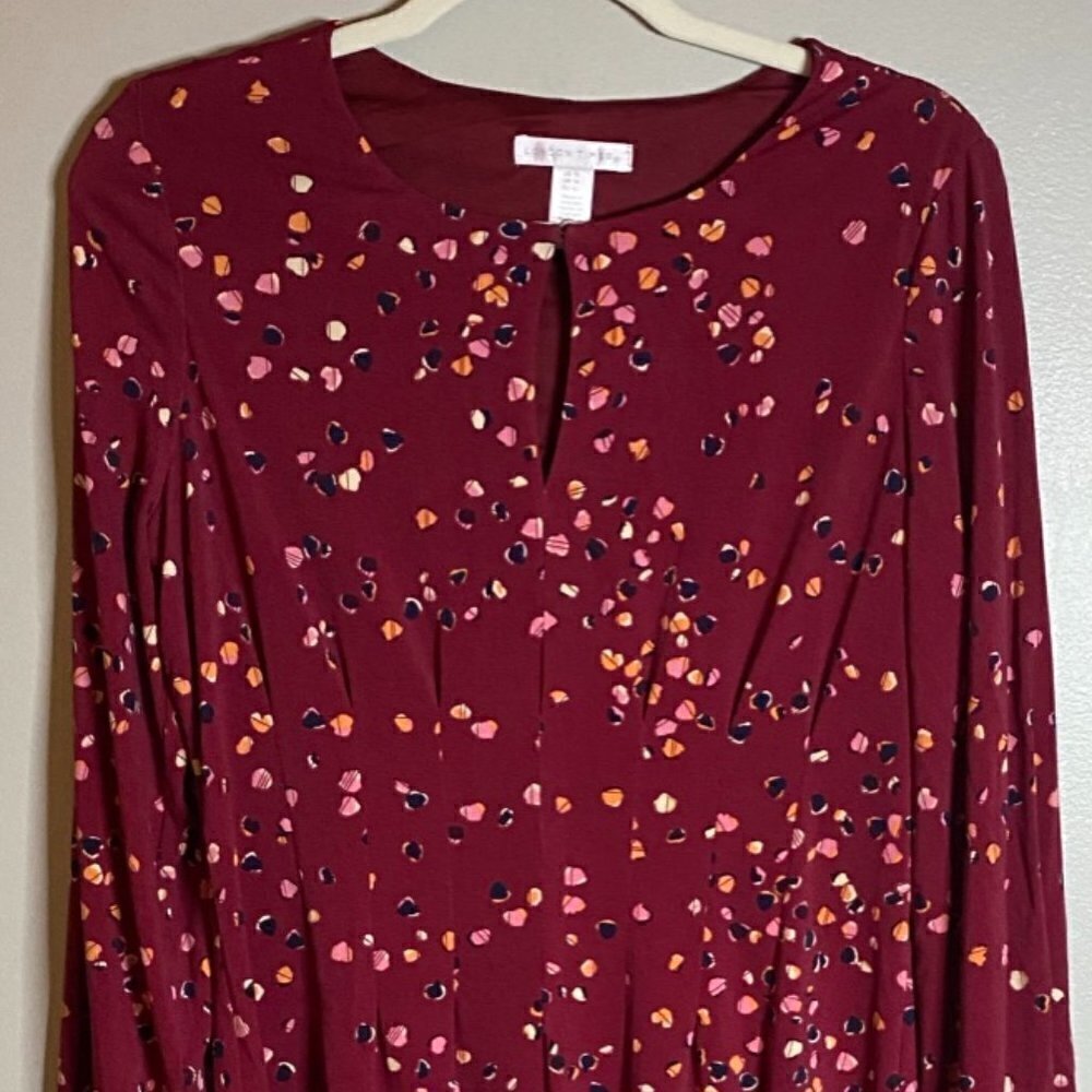 London Times retro dot keyhole invisible tucks dress Size 10